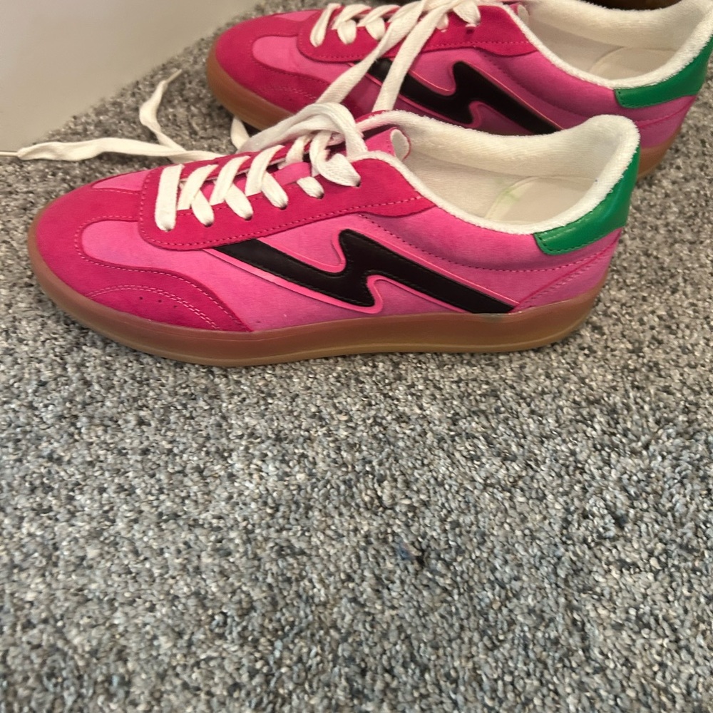 Madden Girl Pink and Green Sneakers with Black Detail